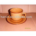 220cc Pure Colored&Decal Stoneware Coffee Cups&Saucers